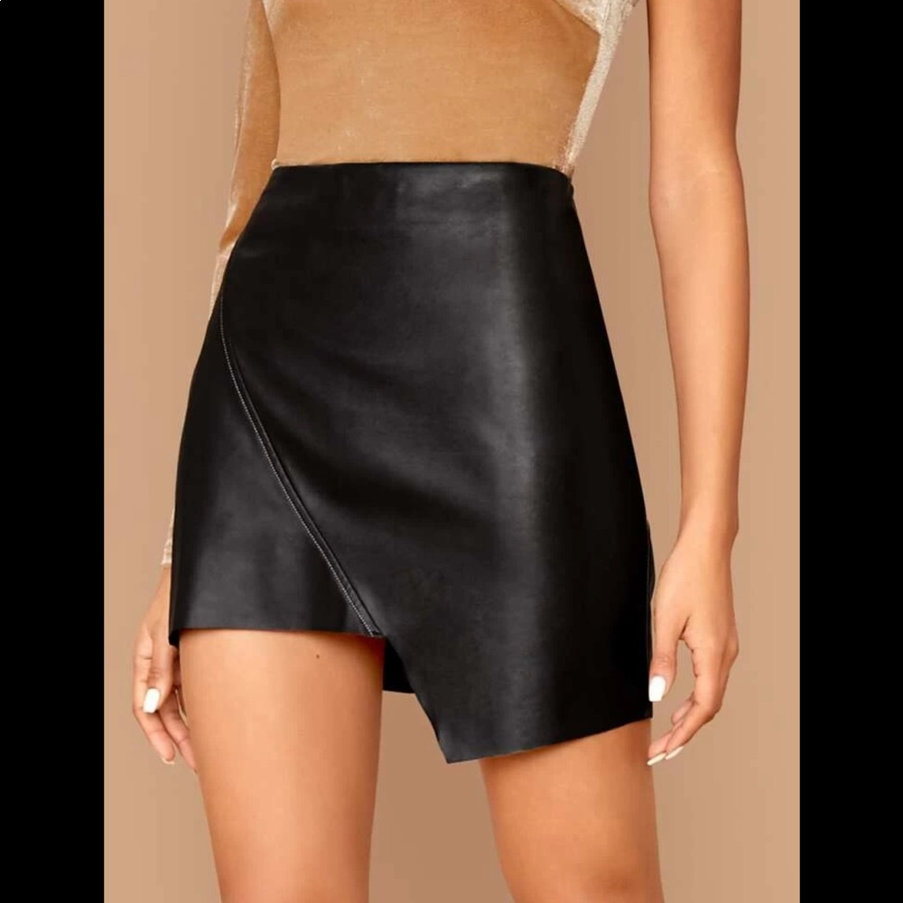 Asymmetrical Faux Leather Skirt